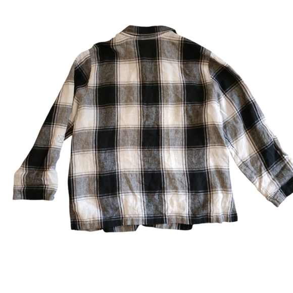 JM Collections Linen Black White Plaid Top - Picture 5 of 9